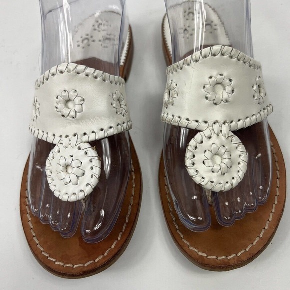 Jack Rogers White Leather Thong Sandals Size 6M Flip Flops - Picture 3 of 14